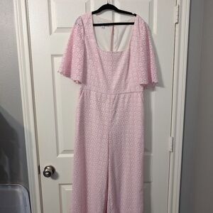 One Fifty Third Vintage  Jumpsuit Pink Lace Knit with Pockets!